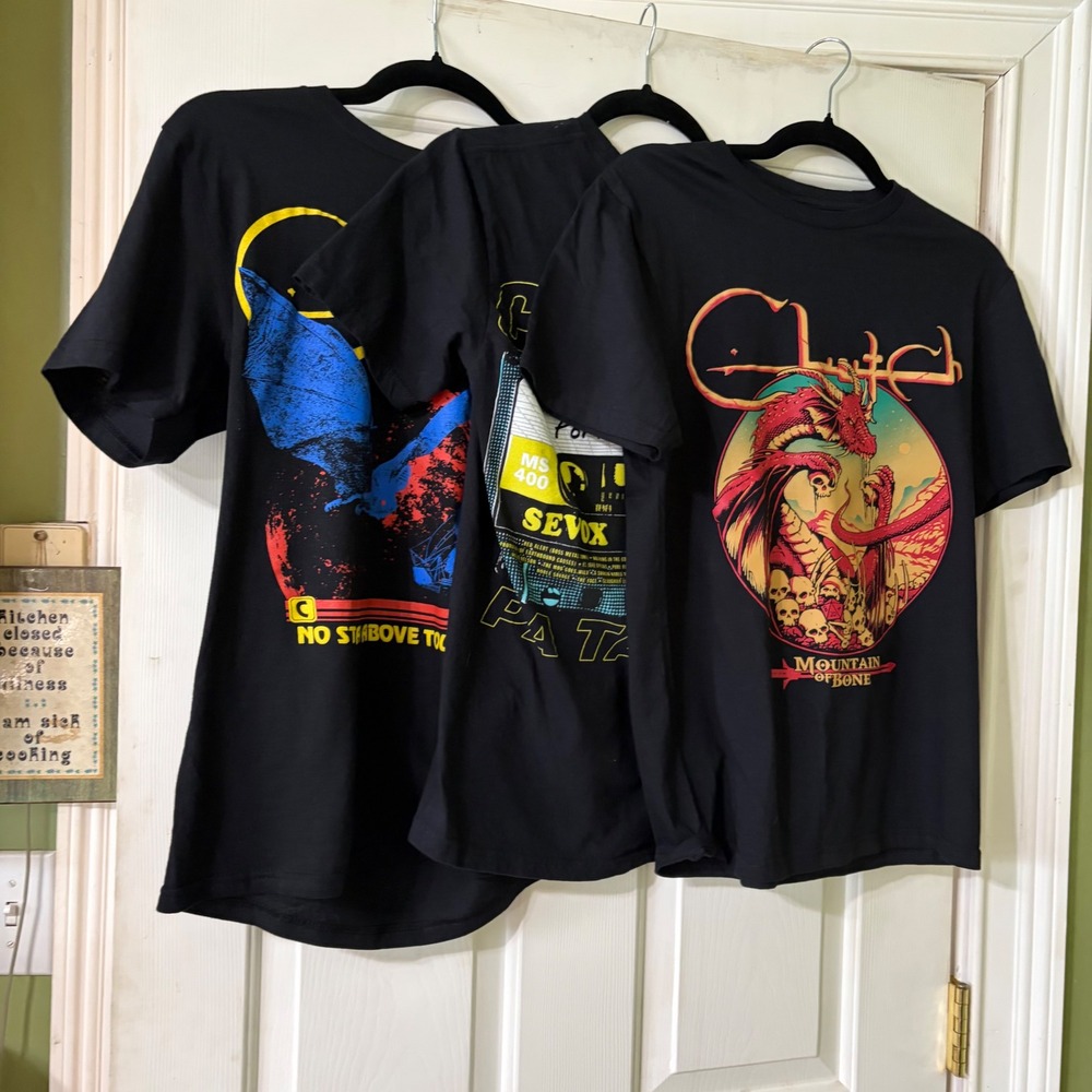 Clutch Band T Shirt Bundle Mens Small Black No Stars Above Tour 3 Pack